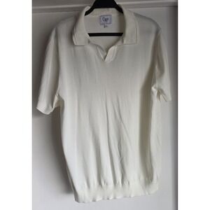 Cigar Couture Polo Shirt Men XL White Solid Collared Short Sleeve Top Casual